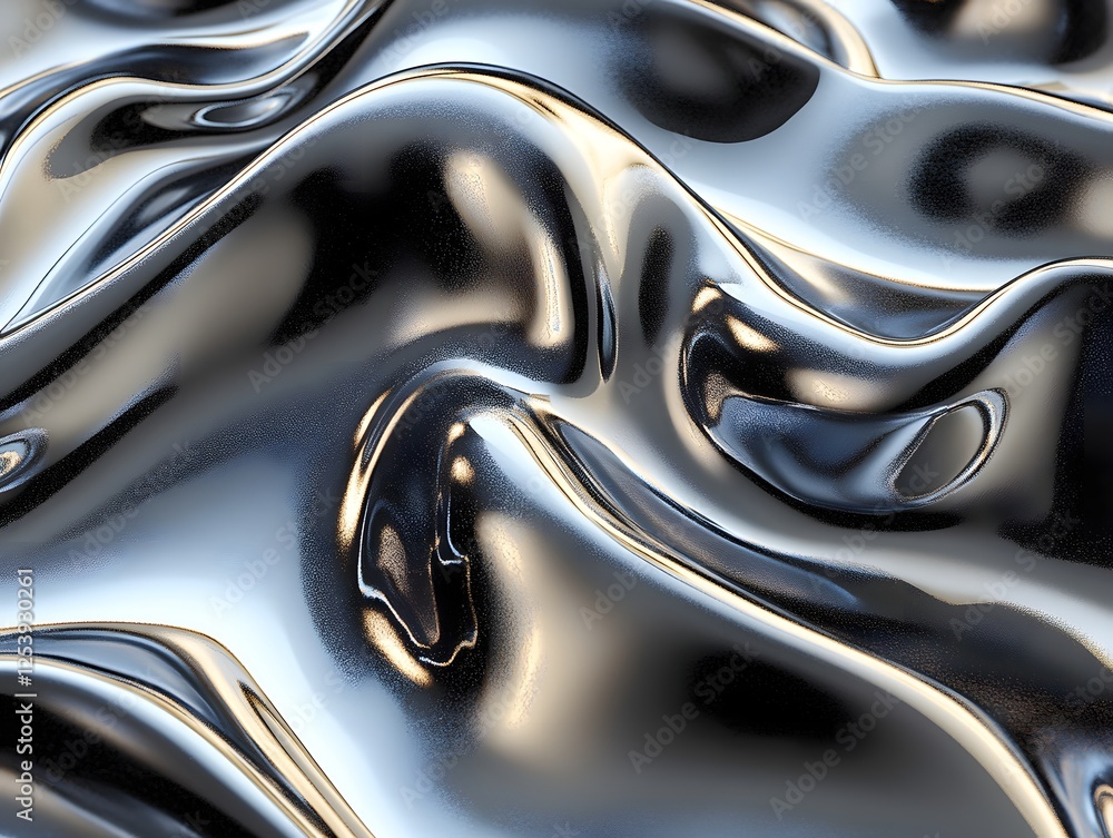 Liquid Metal Abstract: Swirling, reflective liquid metal creates a mesmerizing abstract background, showcasing a dynamic interplay of light and shadow with a luxurious, metallic sheen. Liquid Metal Abstract: Swirling, reflective liquid metal creates a mesmerizing abstract background, showcasing a dynamic interplay of light and shadow with a luxurious, metallic sheen.