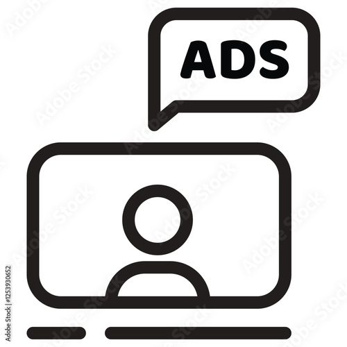 Influencer marketing icon, ads, adv , paid, marketing strategy, web design, infographics. Outlined vector illustration.Transparent isolated background. Vector illustration