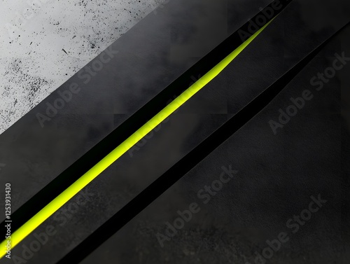 Abstract Dark Background:  A striking abstract image featuring a vibrant neon yellow line cutting across a dark, textured background of black and gray, creating a dynamic and edgy visual. 