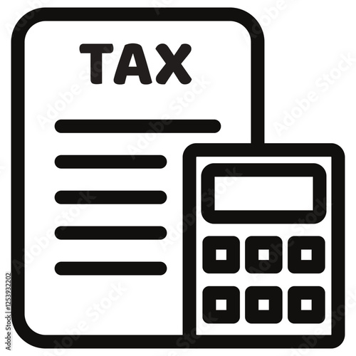 Tax return icon, tax calculation, financial consulting, accounting, economic outlined vector illustration.Transparent isolated background. Vector illustration