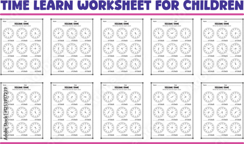 Time learn worksheets for children homework