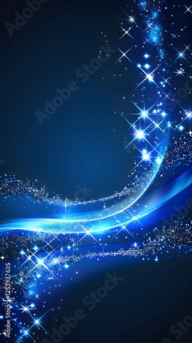 Celestial Blue Swirl: An abstract image featuring a vibrant blue wave with sparkling lights, creating a mesmerizing and ethereal effect. Perfect for backgrounds or designs needing a touch of magic. 