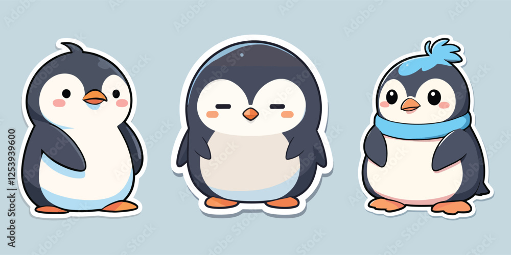 Fototapeta premium Cute Penguin Cartoon Vector Icon Illustration stickers