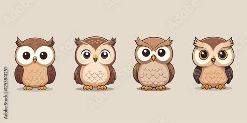 Cute Owls Cartoon Illustration