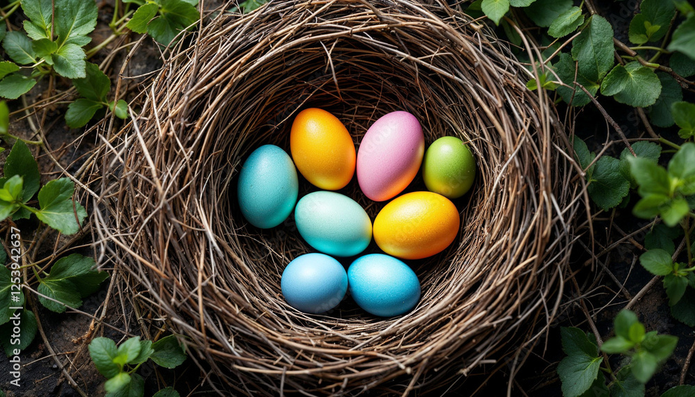 Obraz premium Nest and egg for Easter background