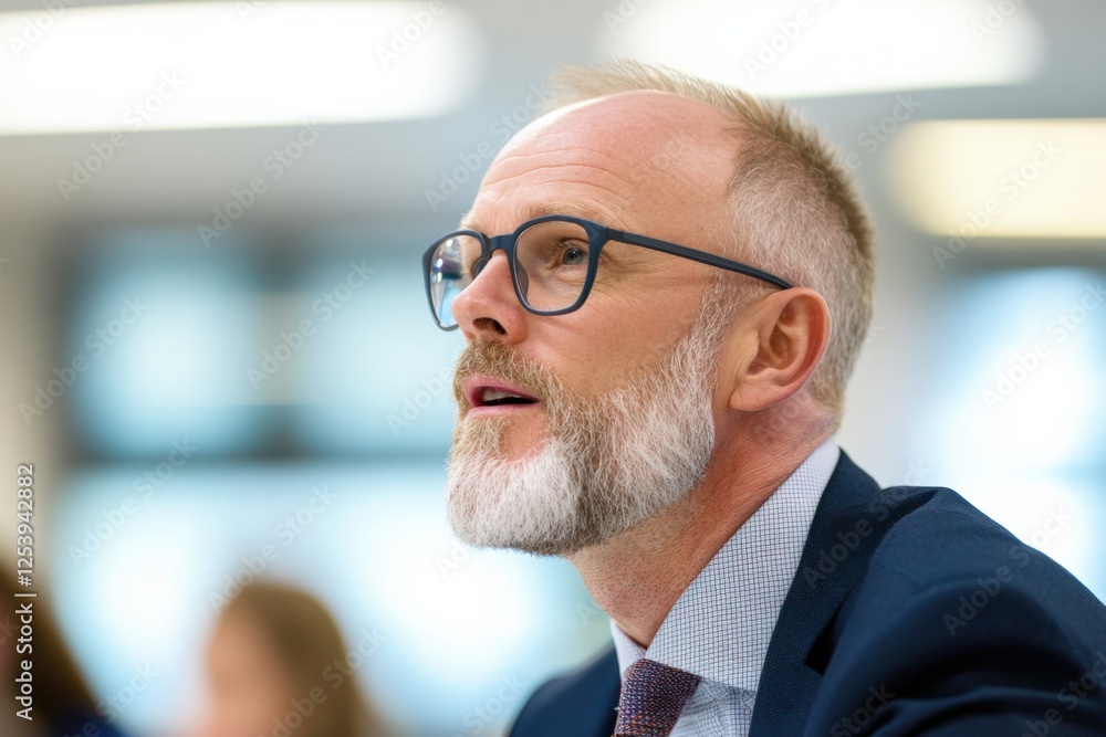 Man with Glasses at Meeting Man with Glasses at Meeting