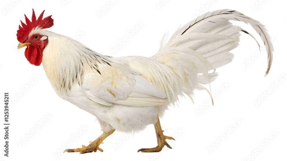 Fototapeta premium White Cock Gallo Isolated on Transparent PNG Background