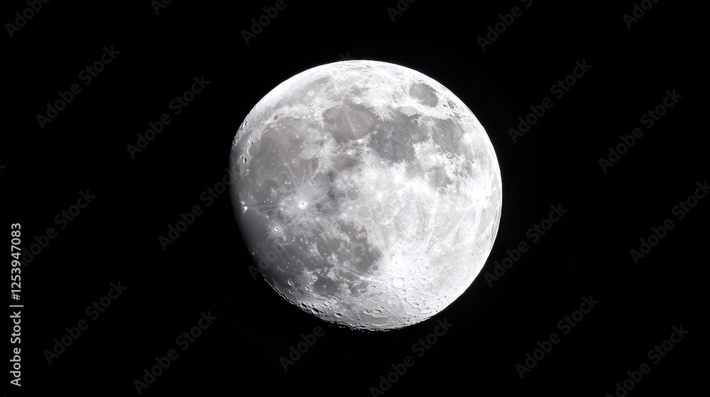 Night sky, gibbous moon, craters, dark background, astronomy Night sky, gibbous moon, craters, dark background, astronomy