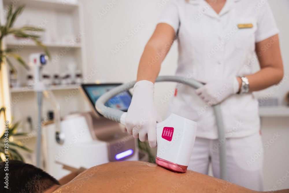 Fototapeta premium Close Up Of Man's Back Laser hair removal