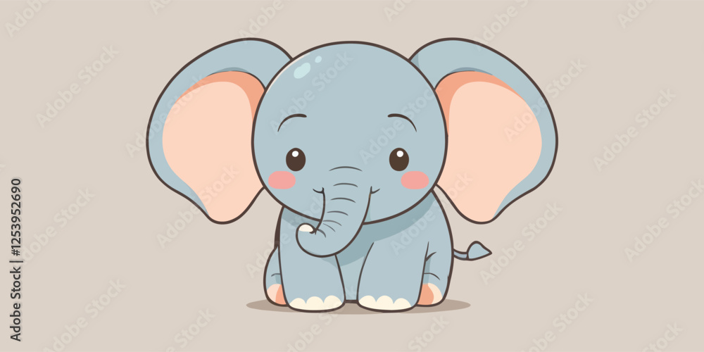 Obraz premium Cute Baby Elephant Cartoon Vector Icon Illustration stickers