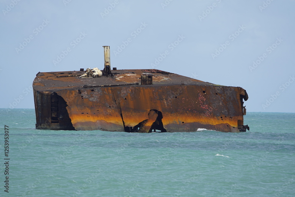 The shipwreck Mara Hope, an oil tanker, in the green ocean near Fortaleza Ceará, Brazil. The shipwreck Mara Hope, an oil tanker, in the green ocean near Fortaleza Ceará, Brazil.