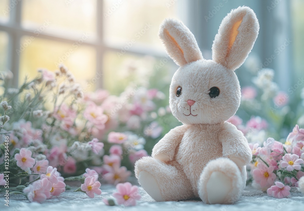 Obraz premium Cozy Bunny and Daisies in Soft Light