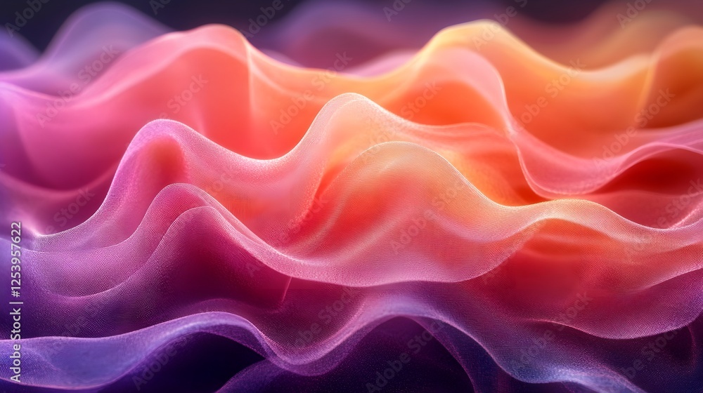 Obraz premium A delicate gradient mesh with transparent, interwoven color layers.