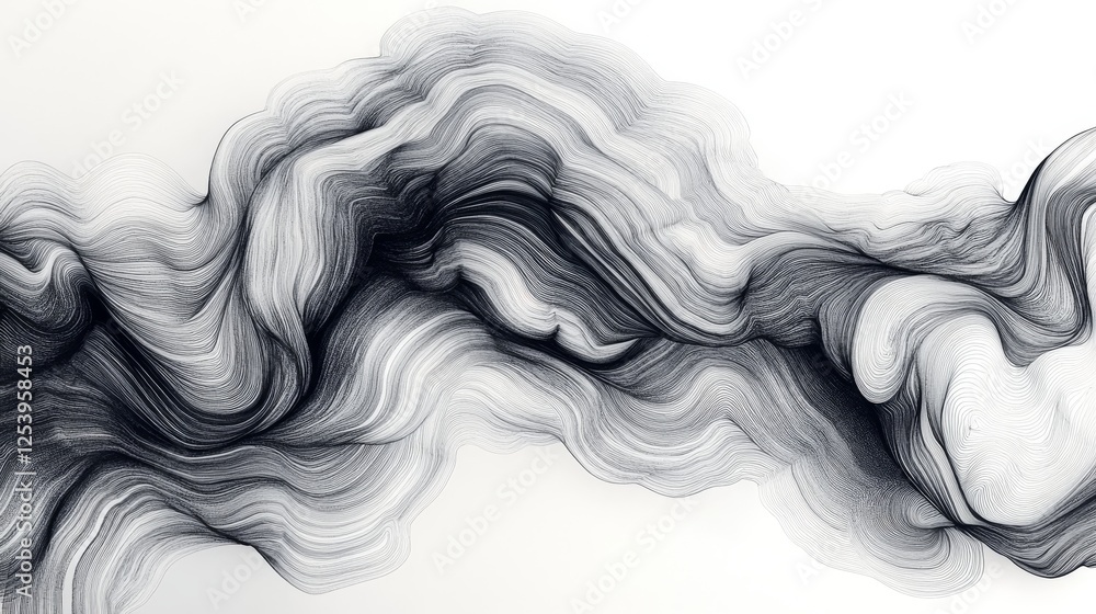 Abstract artwork shows swirling lines creating a smokey cloud effect Abstract artwork shows swirling lines creating a smokey cloud effect