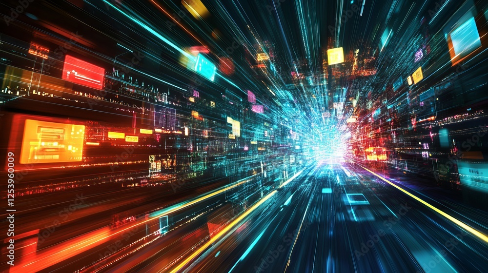 Abstract Digital Highway Futuristic Technology Speed Neon Lights Data Stream Bright Colorful Vibrant Energy Network Innovation Modern Design Abstract Digital Highway Futuristic Technology Speed Neon Lights Data Stream Bright Colorful Vibrant Energy Network Innovation Modern Design