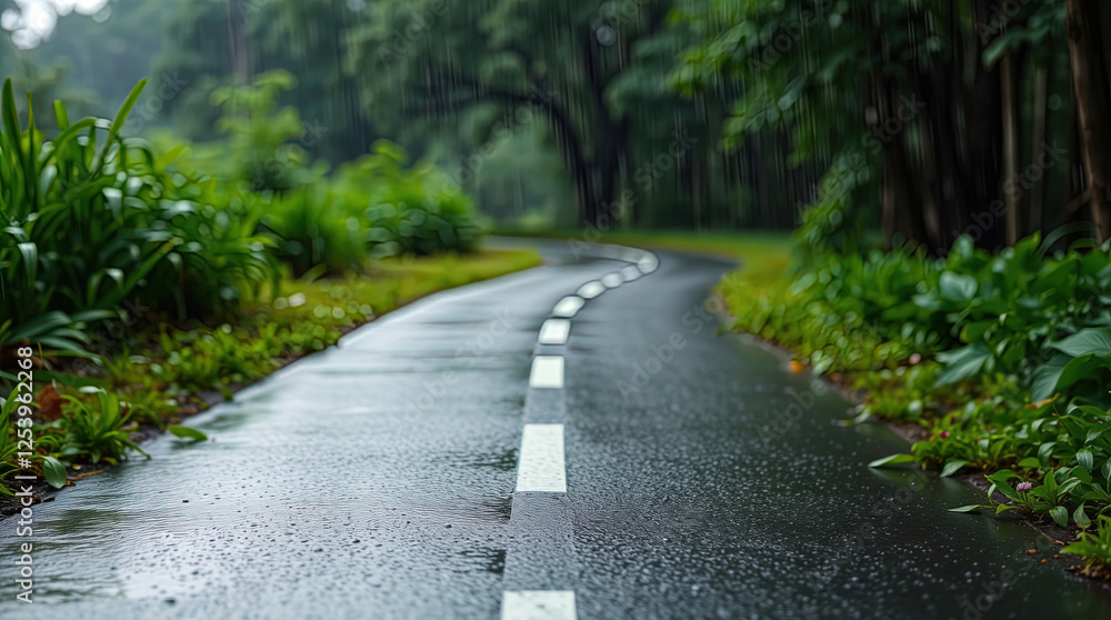 long road going into the distance surrounded by greenery on both sides. way forward under the sky. long road going into the distance surrounded by greenery on both sides. way forward under the sky.