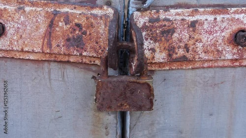 old rusty lock on the door 