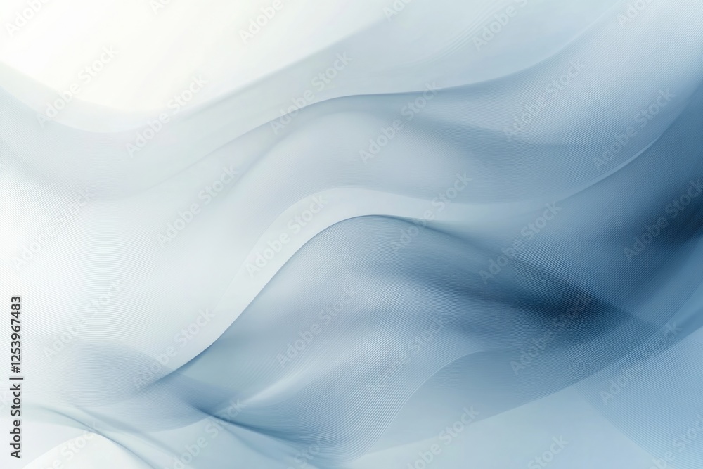 Fototapeta premium A beautifully flowing abstract design featuring soft blue waves, embodying calmness and tranquility, creating a serene visual experience for viewers.