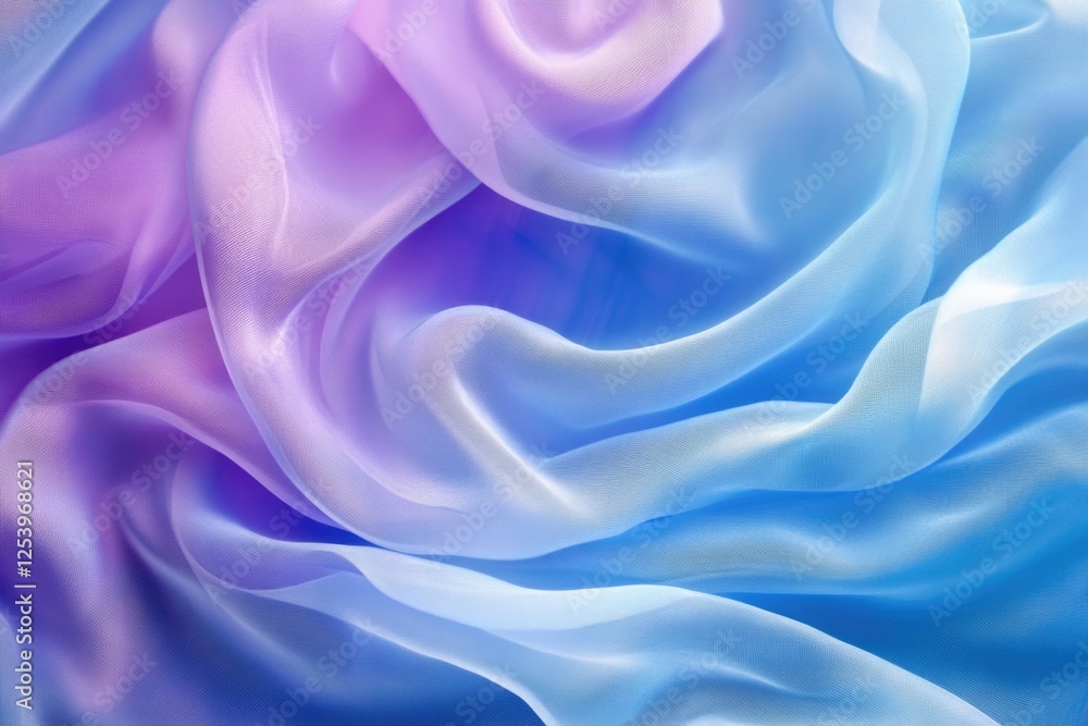 Fototapeta premium A tranquil swirl of soft blue and purple silks creates a calming visual effect, ideal for adding a dreamy touch to any design or artistic project.
