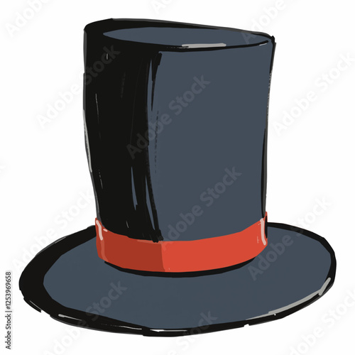 A Black Top Hat with a Sharp Silhouette, Iconic and Sophisticated Design