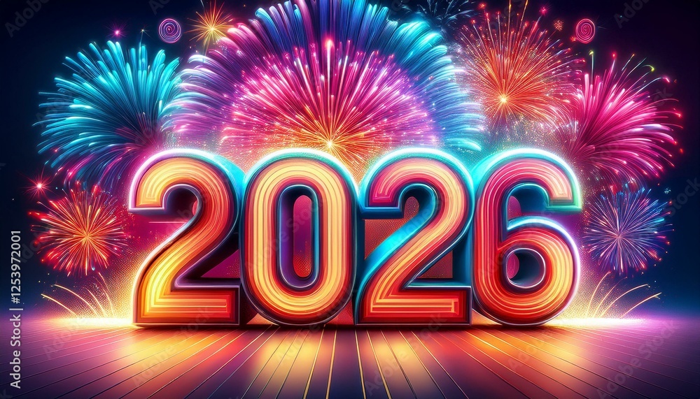 Stunning fireworks display illuminating the number 2026 for a festive celebration new year celebration