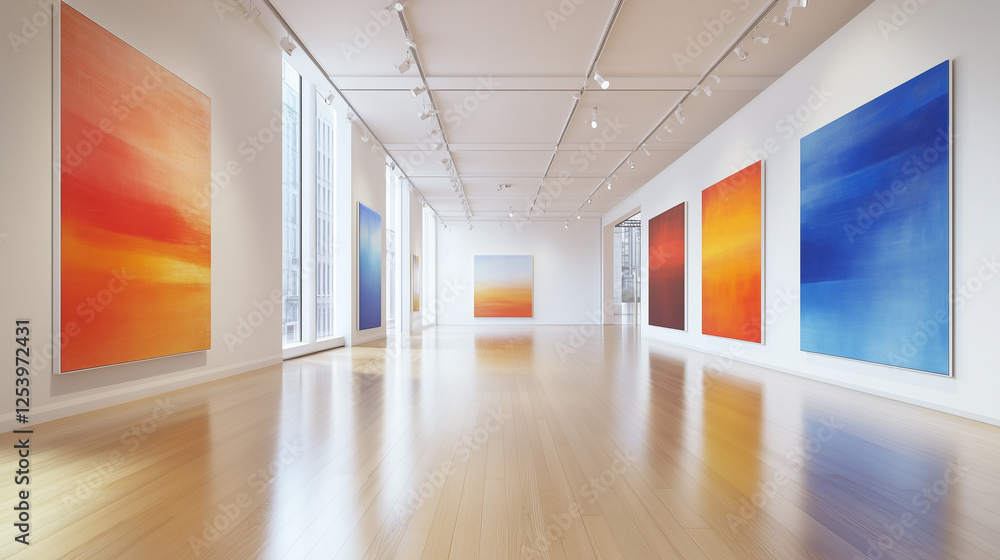 Modern Art Gallery with Large Canvases and Natural Light Modern Art Gallery with Large Canvases and Natural Light