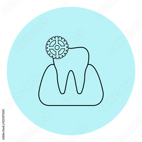 Dental tooth with gear sticker