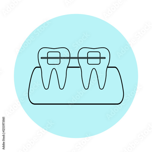   Illustration of teeth with braces sticker