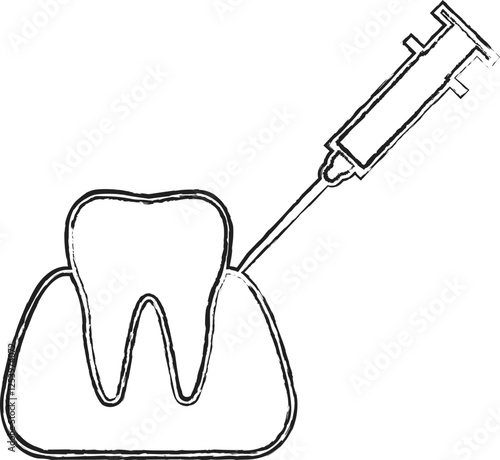 Icon of a tooth with a syringe for dental anesthesia