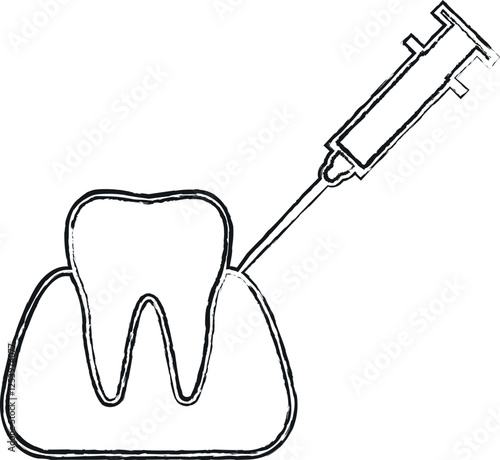 Icon of a tooth with a syringe for dental anesthesia