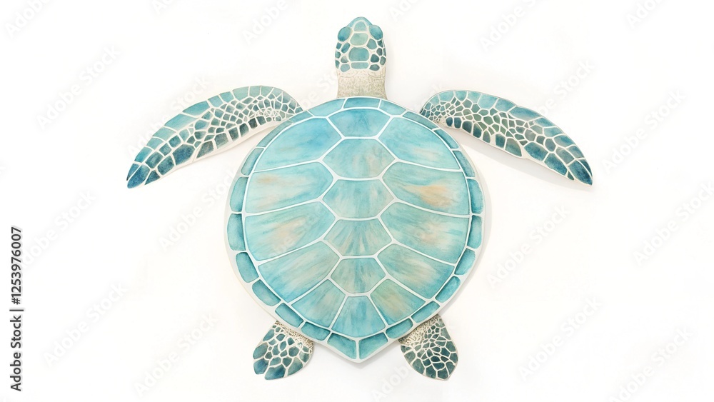 Fototapeta premium A delicate watercolor-styled silhouette of a sea turtle swimming, with light ink strokes representing ocean currents