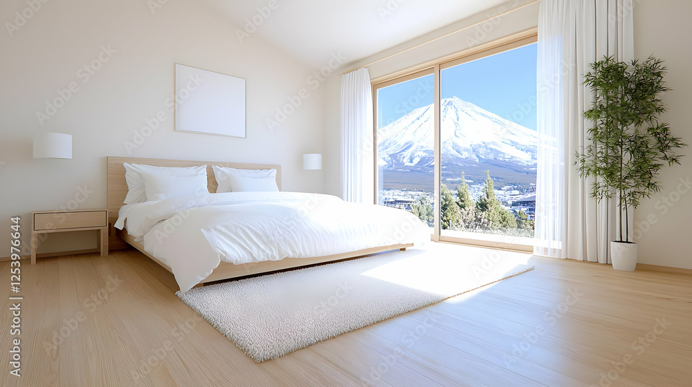 Fototapeta premium Mountain view bedroom interior design