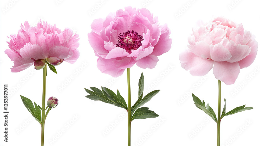 Watercolor set of blush peonies flowers isolated on white background. Watercolor set of blush peonies flowers isolated on white background.
