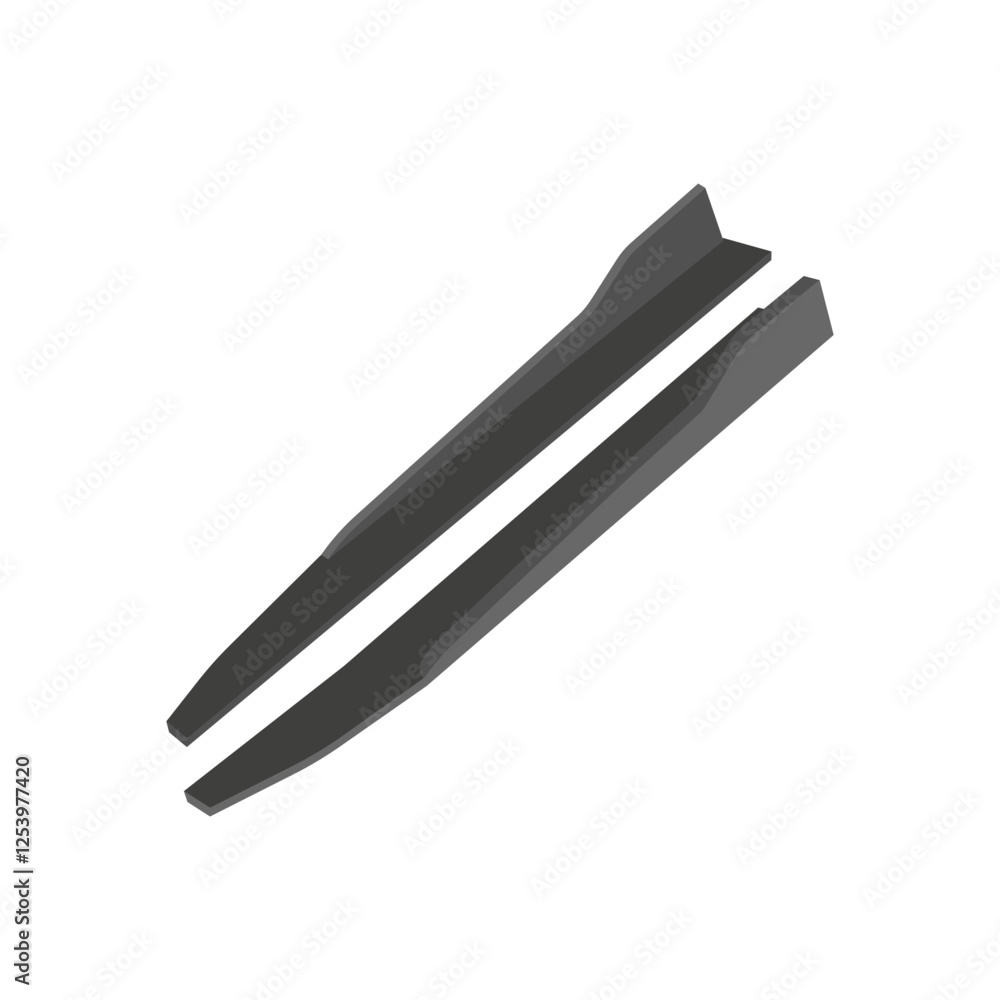Side Skirts, Automotive Flat Illustration Isolated Side Skirts, Automotive Flat Illustration Isolated