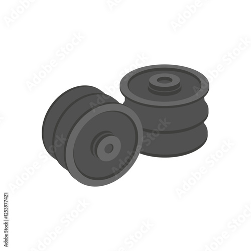 Rubber Bushings,  Automotive Flat Illustration Isolated