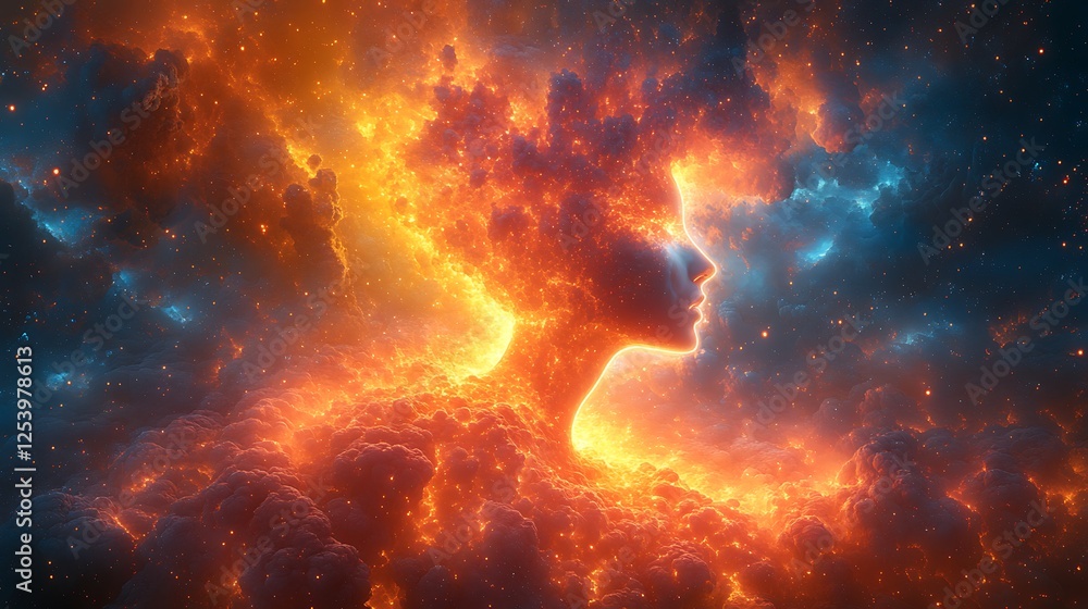 Naklejka premium A hypnotic molecular matrix interconnected with radiant pathways of luminous energy