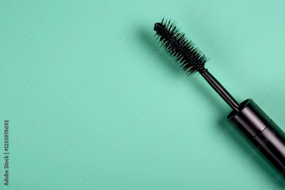 Mascara brush on mint green background. Close-up flat lay composition. Makeup and beauty product concept for cosmetic presentation and styling
Mascara brush on mint green background. Close-up flat lay composition. Makeup and beauty product concept for cosmetic presentation and styling