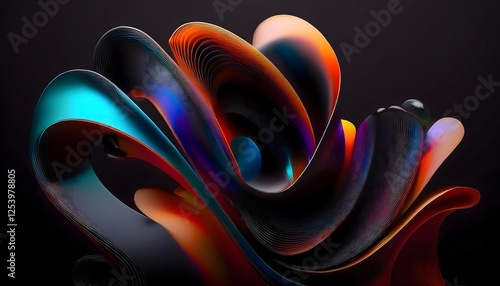 big 3d neon wave with copy space 
