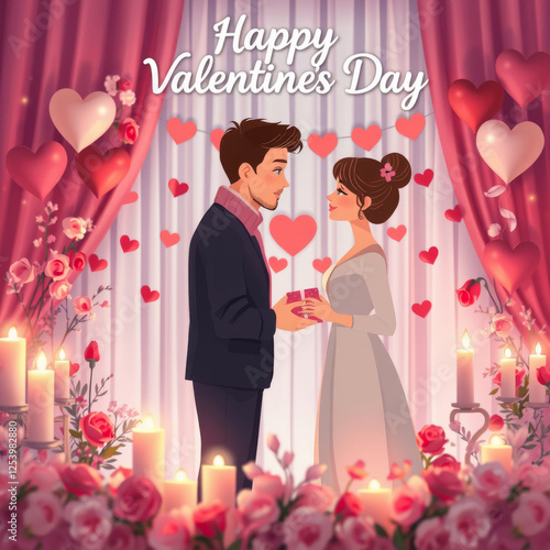 Celebrating Love on Valentine's Day. Generated AI.