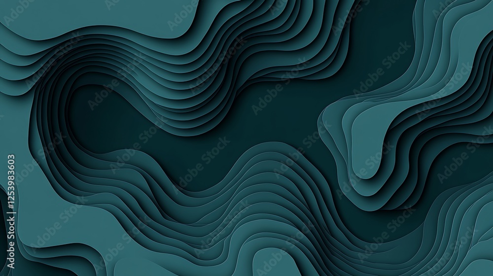 Abstract teal layered paper waves Abstract teal layered paper waves
