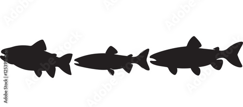 Black silhouette Brook Trout of fish, Animal Icons, Fish Bundle, Sea life, Under the Ocean