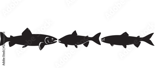 Black silhouette Brook Trout of fish, Animal Icons, Fish Bundle, Sea life, Under the Ocean