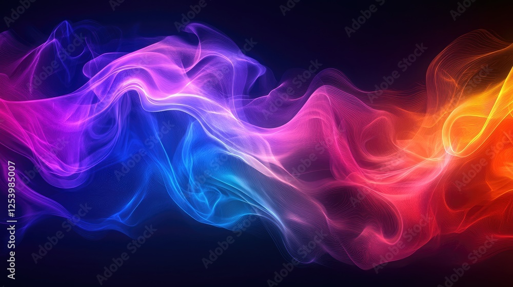 Abstract colorful waves of light and smoke create a dynamic visual effect. Abstract colorful waves of light and smoke create a dynamic visual effect.