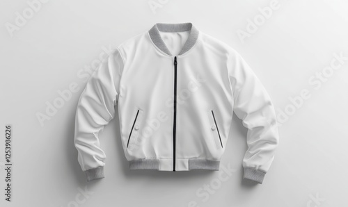 Wallpaper Mural White bomber jacket, studio shot, clothing mockup, fashion design, product presentation Torontodigital.ca