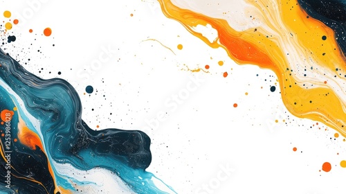 Wallpaper Mural Abstract fluid art with vibrant colors and dynamic swirls against a white background. Torontodigital.ca