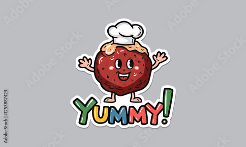 National Meatball Day Vector Illustration | Funny Meatball T-Shirt, Sticker, Poster, Social Media, Print Card & GIF Design | Solid Colors, No Gradients, Pure Vector Art. Print ready eps
