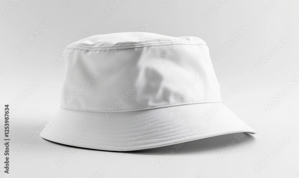 White bucket hat on white background; studio shot; fashion, apparel White bucket hat on white background; studio shot; fashion, apparel