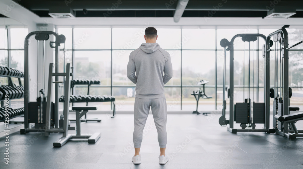 Man Posing In Modern Gym