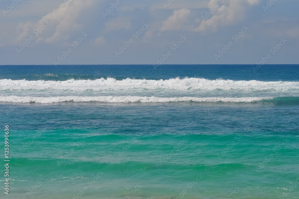 Melasti Beach is beautiful with white sand and blue sea water Melasti Beach is beautiful with white sand and blue sea water