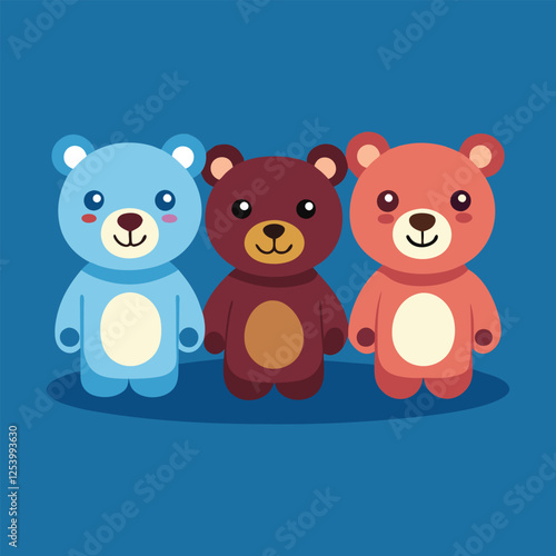 Teddy Bear Cartoon Set vector illustration